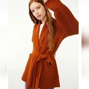 Free Assembly Women's Open Front Cardigan Tie Front Size Large Rust